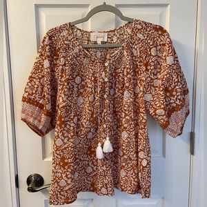 Cleobella top - rust/brown and white, size S
